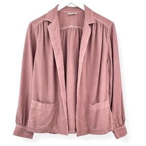 RAW SILK Designer Vintage Mauve Pale Pink Open Silk Noil Over Shirt Light Jacket